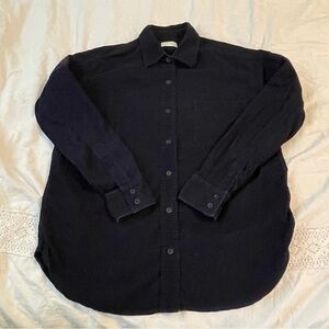 Aritzia Wilfred Free XS Navy charlotte Corduroy Button Down Long Sleeve Shirt